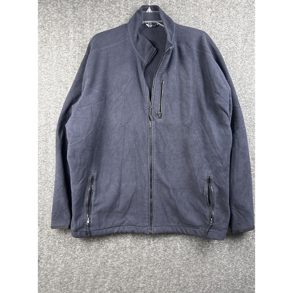 Lands‎ End ThermaCheck Fleece Jacket XXL Navy Blue Nano-Tex Full Zip Mens Big 50